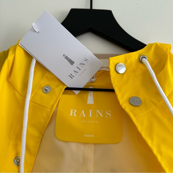 RAINS Rain Jacket Unisex Yellow Size XXS/XS - Picture 4 of 12